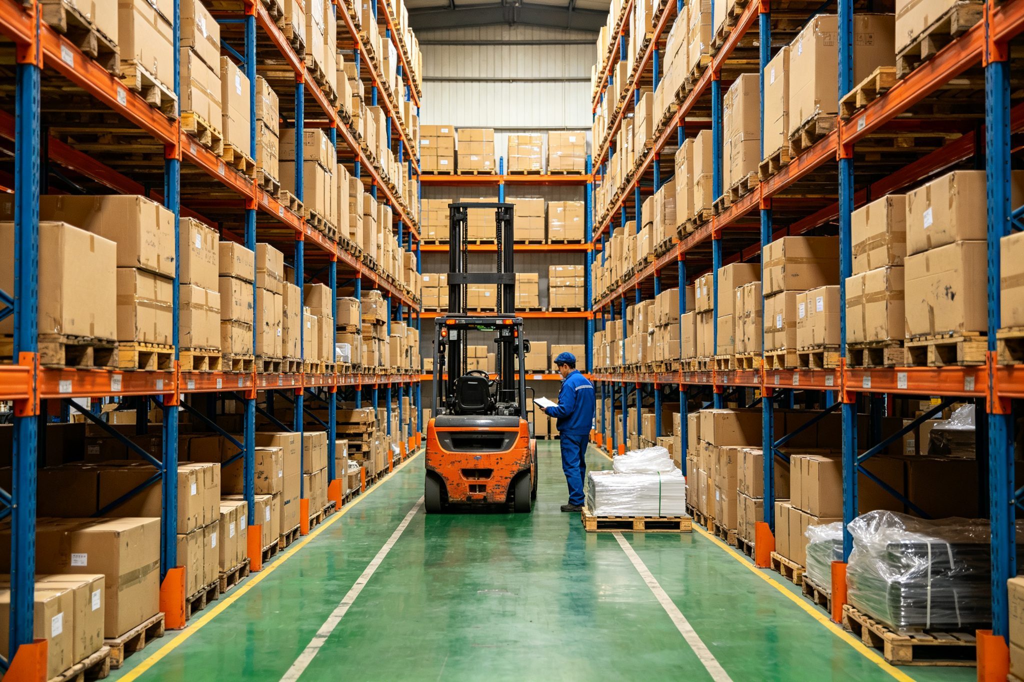 Organized warehouse and logistics area